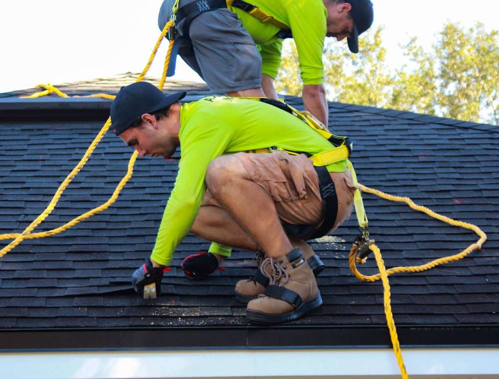 A roof being worked on